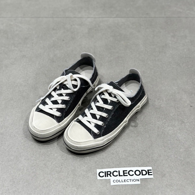 Women's Chun Korean Style Round Head Genuine Retro Vulcanized Women's Casual Shoes