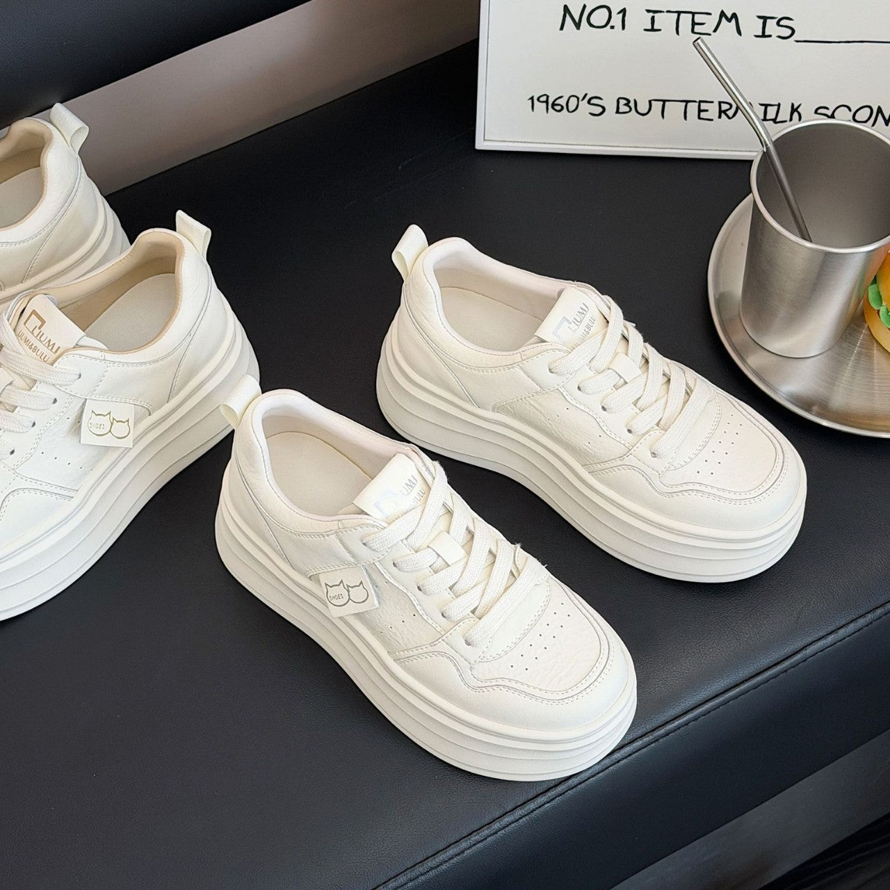 Women's Spring Small Raise The Bottom Foam White Single Women's Board Shoes