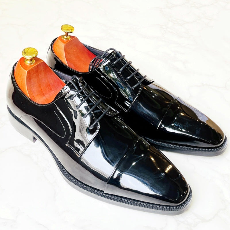 Men's Handmade Formal Wear Genuine Square Toe British Gentleman Wedding Leather Shoes