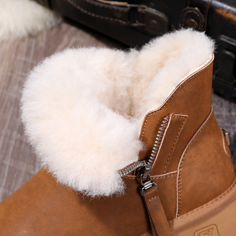 Women's Genuine Short Thick Bottom Winter Waterproof Snow Boots