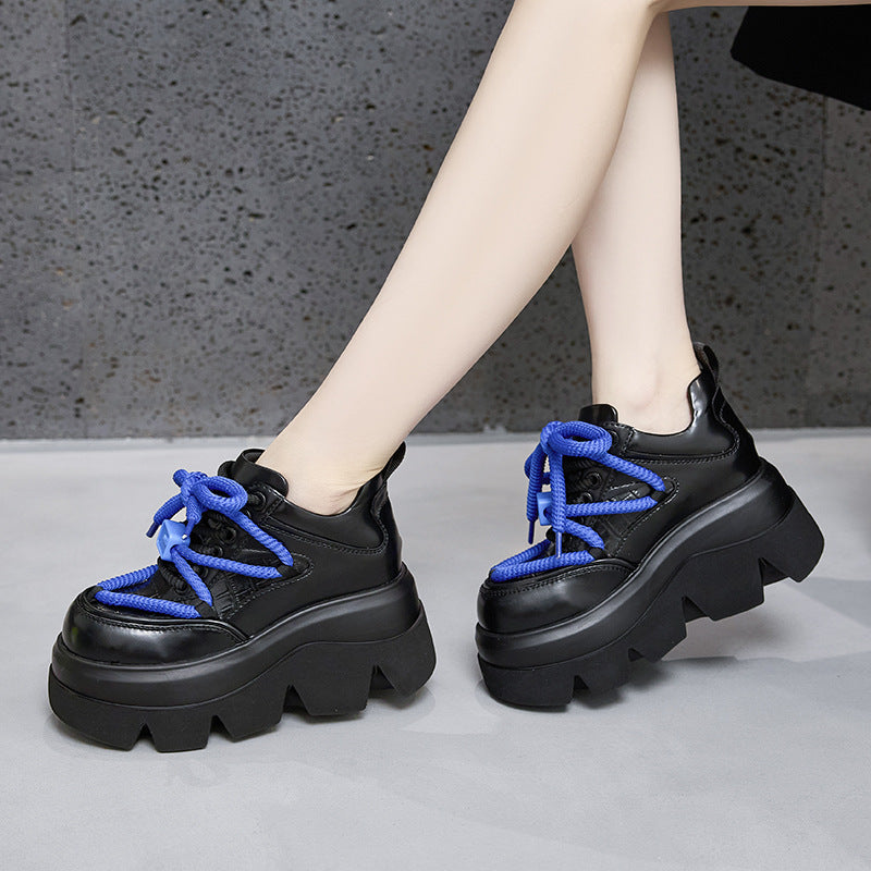 Women's Black Daddy Autumn Invisible Elevated Fashion Sneakers