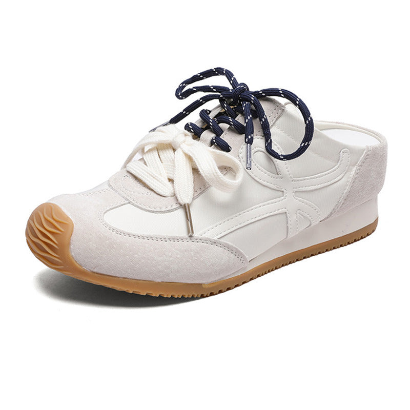 Women's Increasing Insole Closed Toe Half Outer Wear Slip-on Lazy Moral Women's Casual Shoes