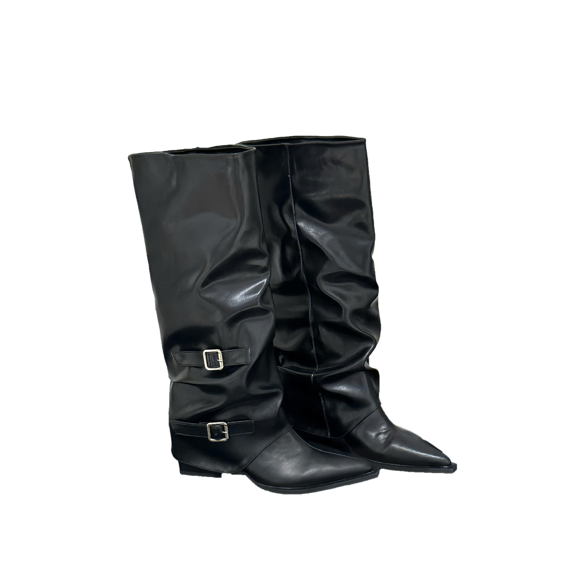 Pants Pointed Long Female Black Pile Style Women's Leather Boots