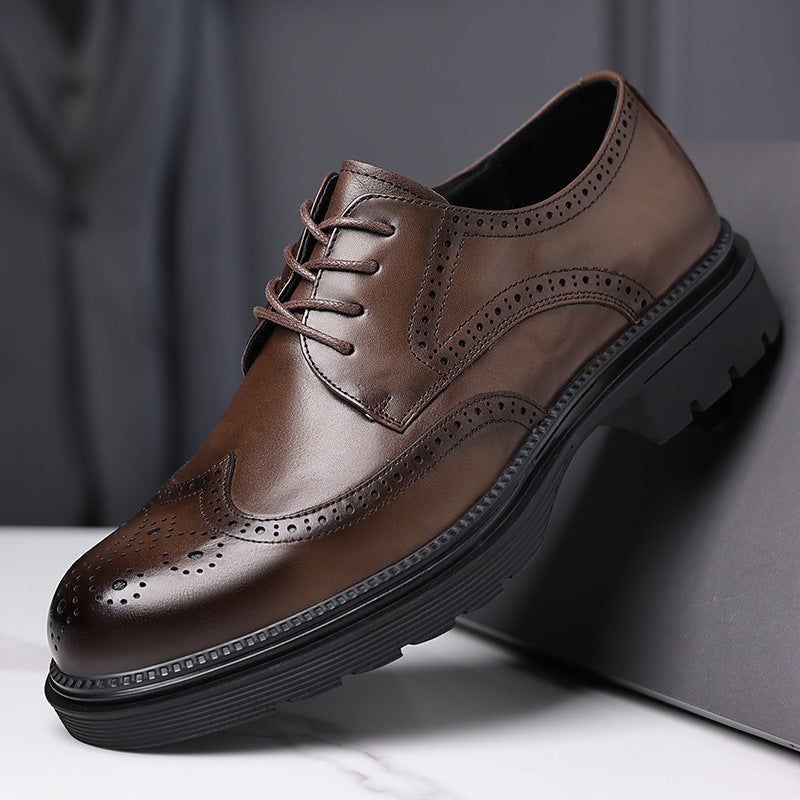 Men's Genuine Formal Brogue High-grade British Style Platform First Men's Business Leather Shoes