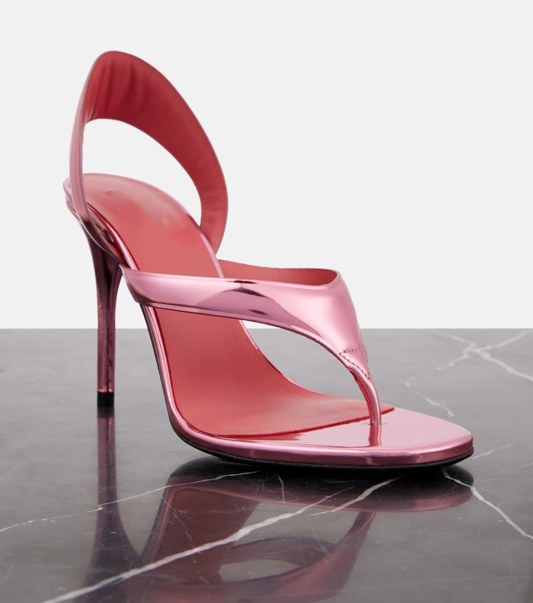 Women's Stiletto Round Toe Hollow Back Strap Golden High Heeled Sandals