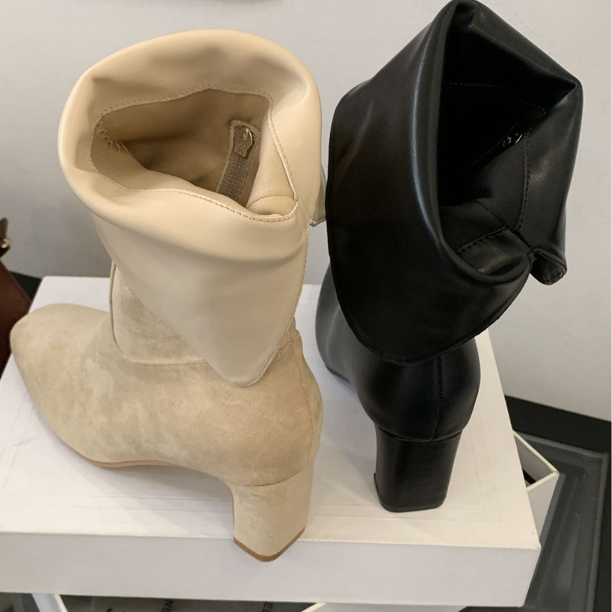Women's Toe Side Zipper Thin Chunky Fashion Two-way Knight Boots