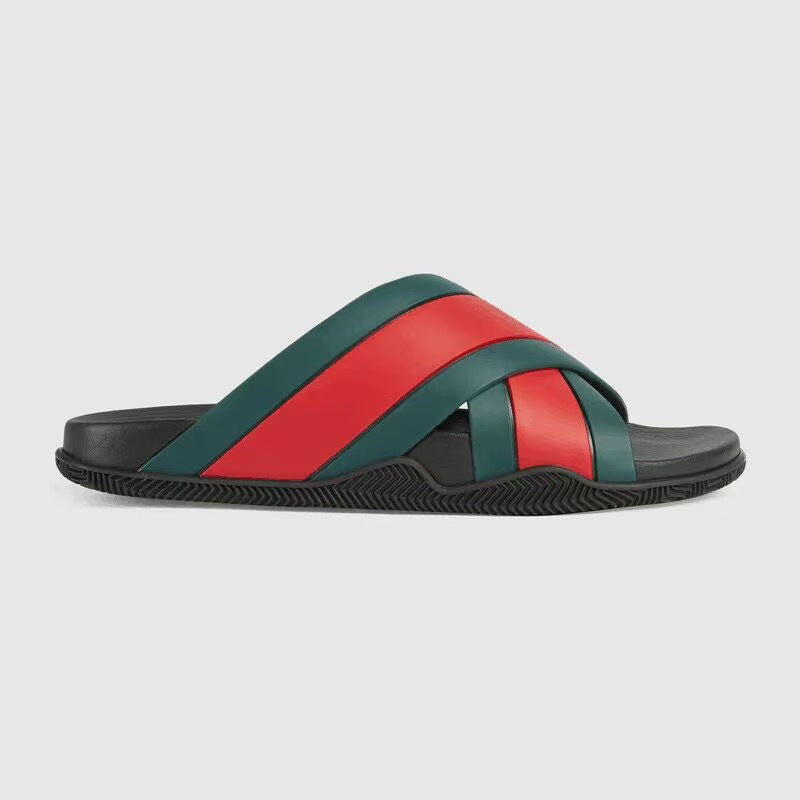 Women's & Men's Cross Strap Letter Beach Candy Color Flat Slippers
