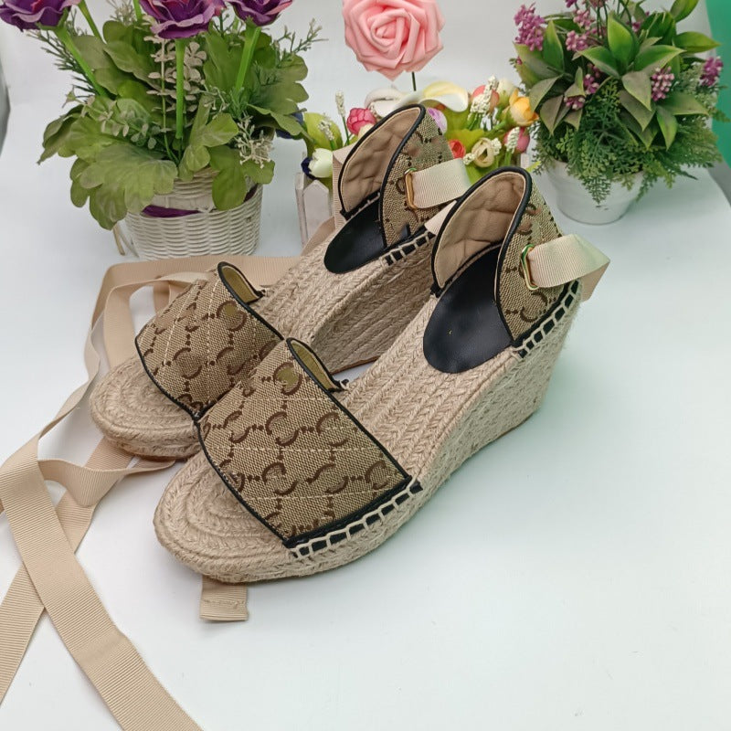 Women's Nigeria Wedge Hemp Rope Trendy Flat Slippers