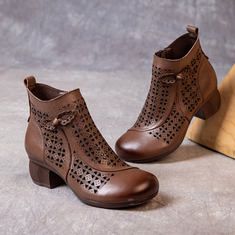 Women's Artistic Chunky Round Toe Head Ankle Women's Shoes