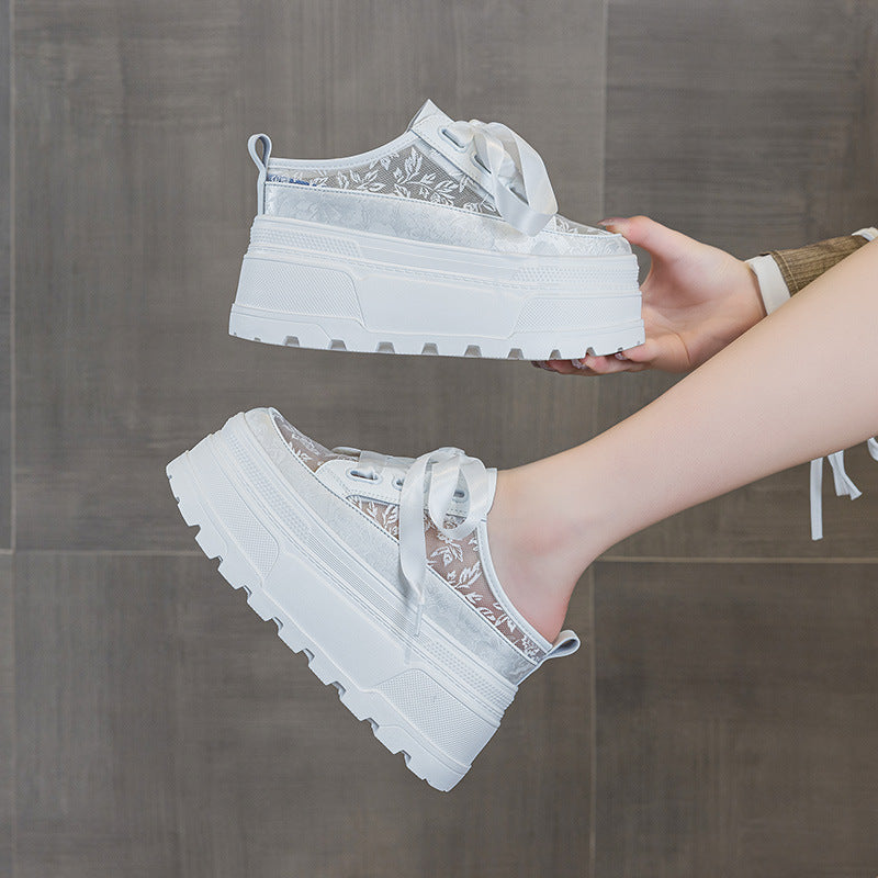 Platform Mesh Surface White Summer Heighten Casual Shoes
