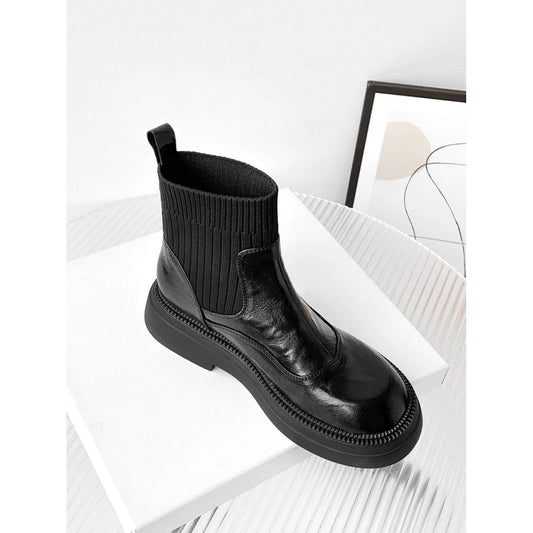 Women's British Style Platform Martin Fleece Lined For Boots