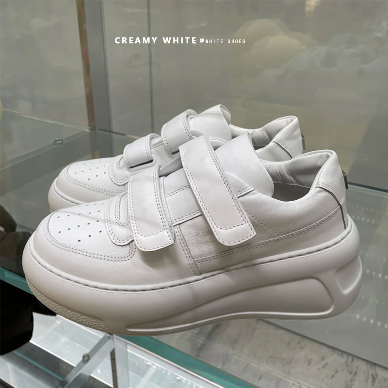 Women's Sandra Ma Velcro White Genuine Platform Height Increasing Cake Loose Women's Casual Shoes