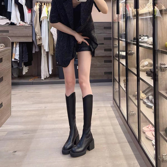 Genuine Small V Cut Below The Knee Stretch Slimming Boots