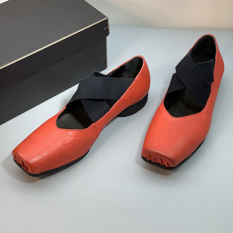 Women's Ballet Vintage Mary Cross Strap Distressed Pumps Women's Fashion Shoes