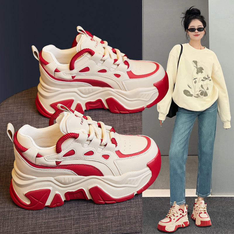 Women's Bottom Heightened Daddy Color Matching Small Fleece-lined Men's Shoes