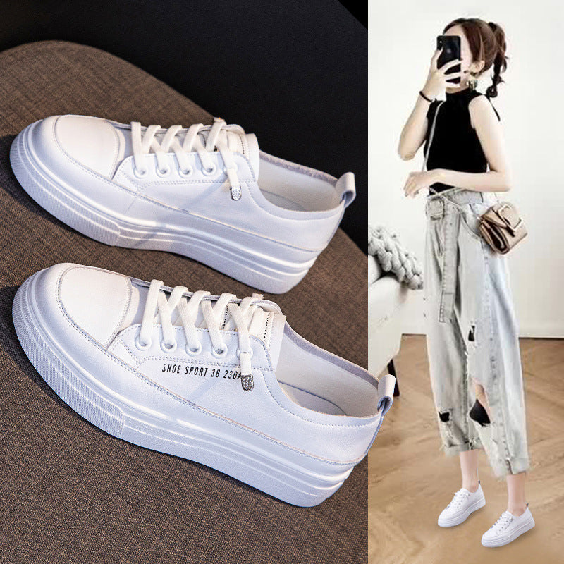 Women's White Spring Genuine Single Breathable Women's Casual Shoes