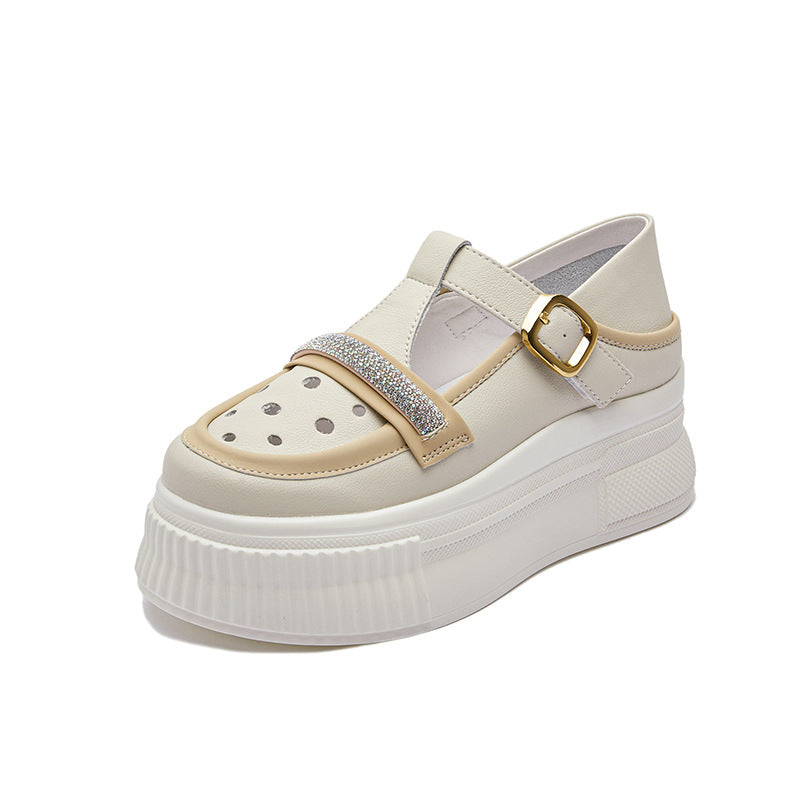 Women's White Dad Spring Breathable Platform Height Casual Shoes
