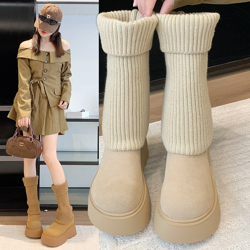 Warmer Knitted Calf Socks Thick Length Boots