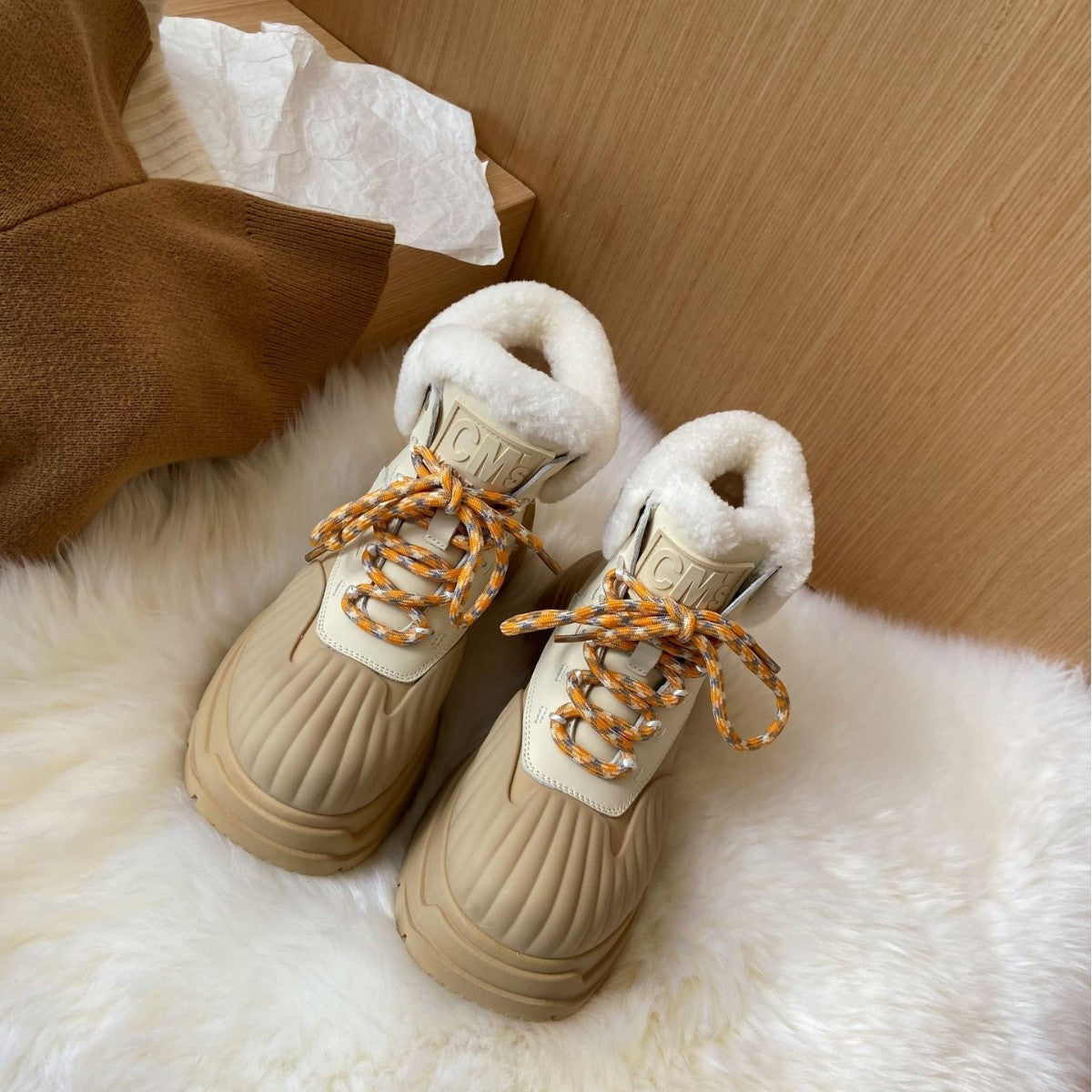 Women's Home Short Warm Fur Integrated For Snow Boots