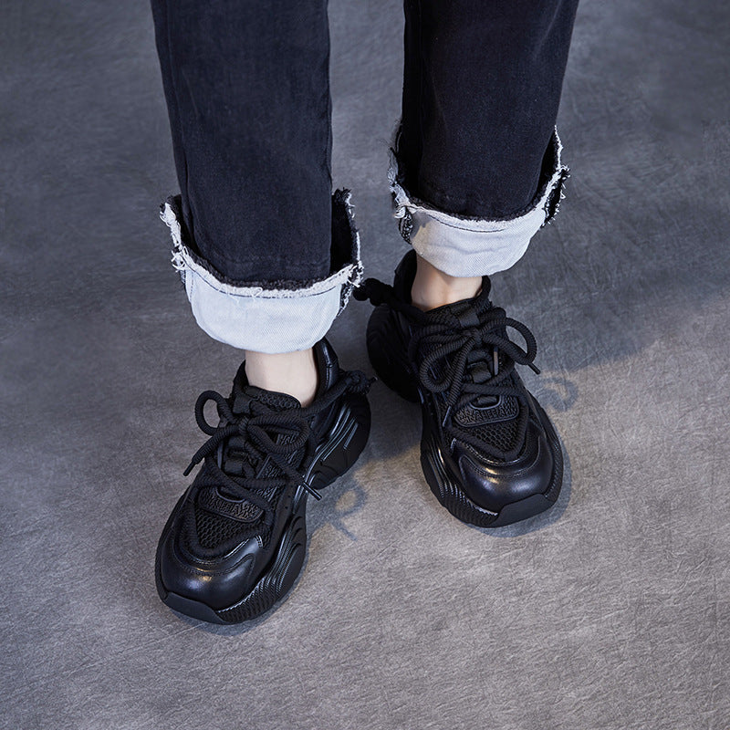 Sier Gray Breathable Mesh Platform Sports Sneakers