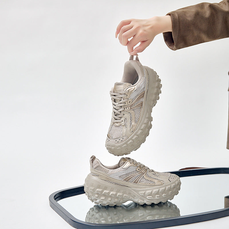 Platform Lace Up Mesh Trendy Couple Sneakers
