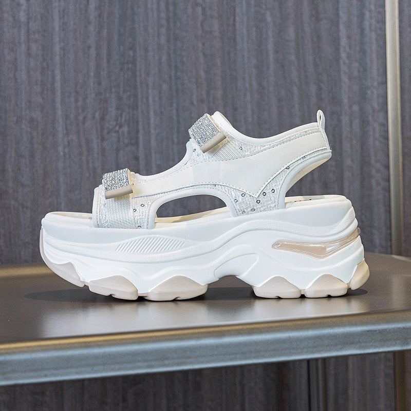 Women's Summer Rhinestone Roman Muffin Heighten Soft Sandals