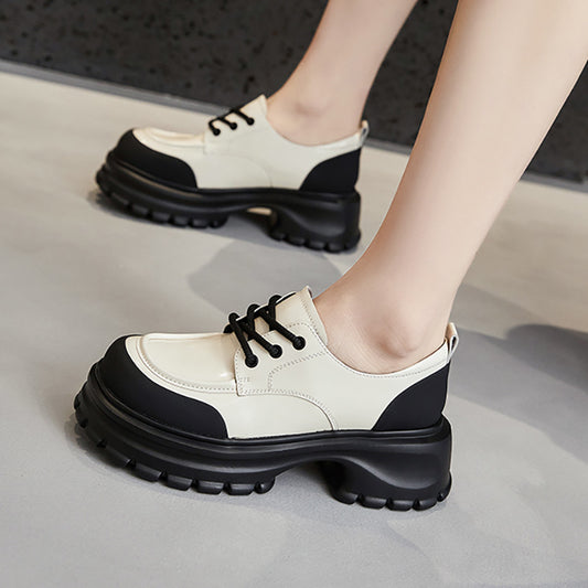 Women's Platform Spring Genuine British Style Muffin Leather Shoes