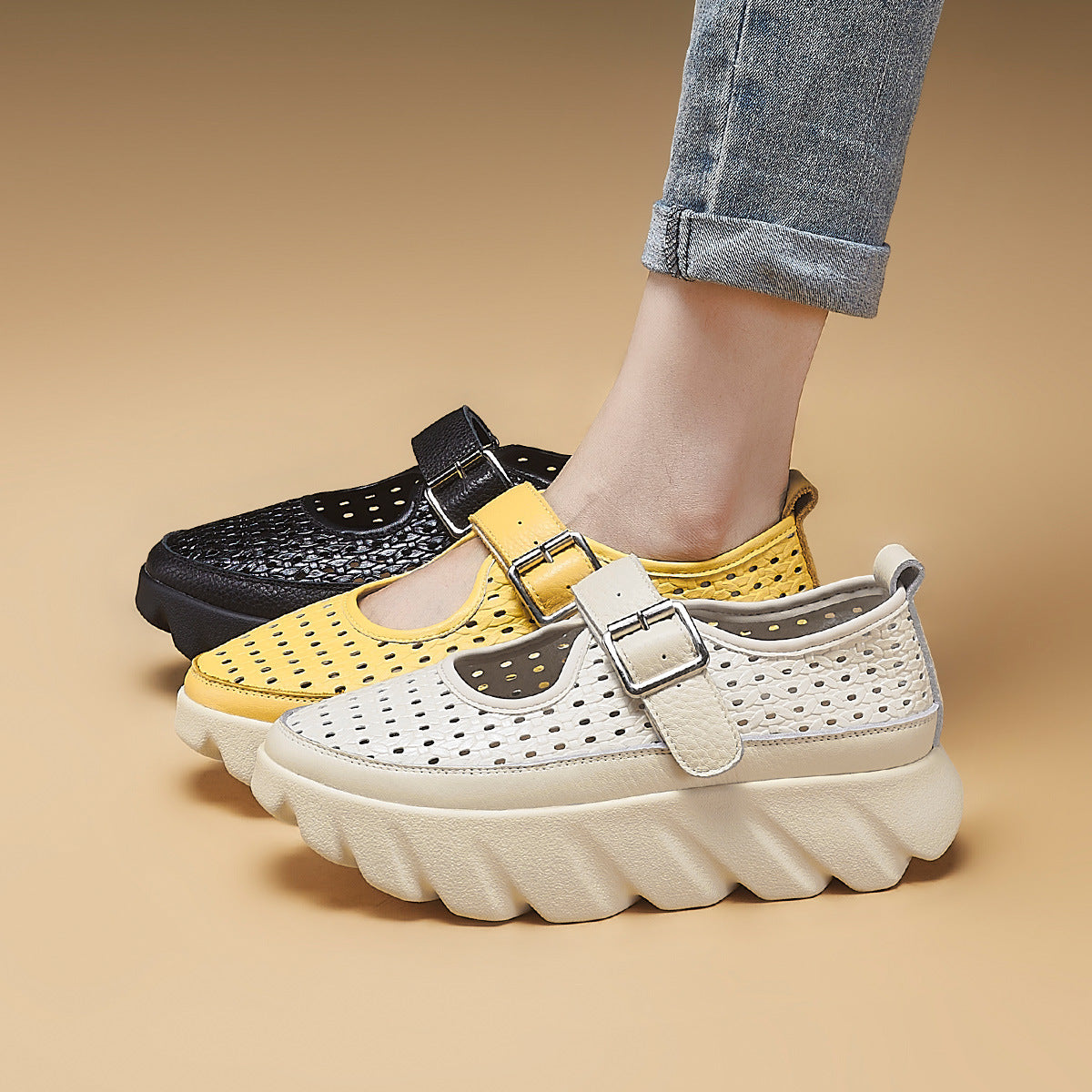 Women's Low-cut Buckle Mom Thick Bottom Soft Platform Sandals