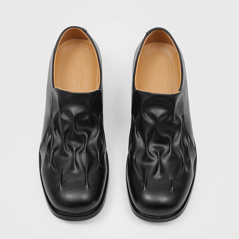 Women's & Men's Black Round Head Leisure Couple Slip-on Loafers/doug Shoes