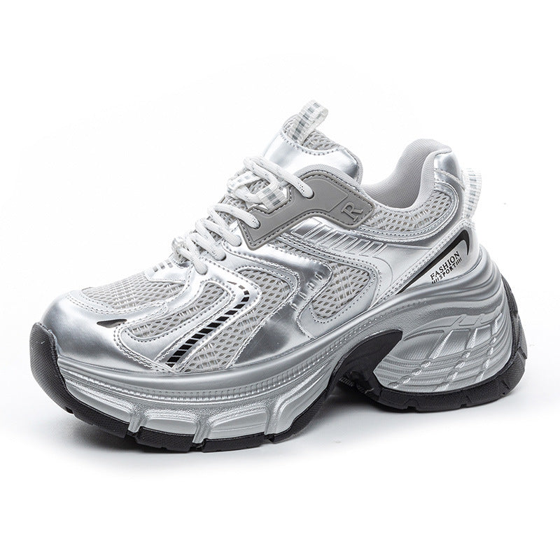 Women's Small Platform Dad Summer Thin Breathable Versatile Height Increasing Women's Sports Shoes