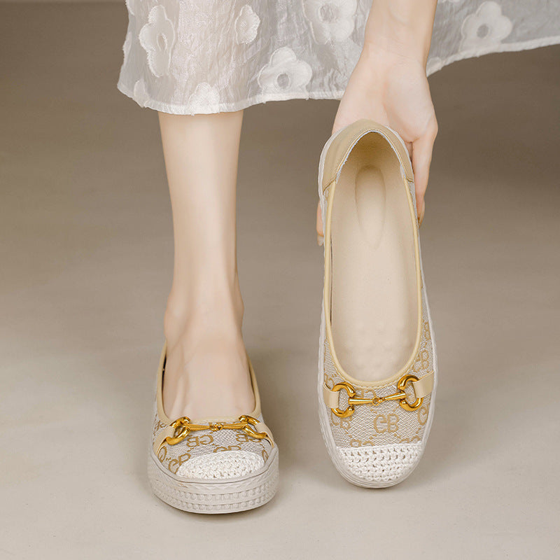 Women's Spring Classic Paris Embroidered Fisherman Lazy Slip-on Easy To Wear Women's Casual Shoes
