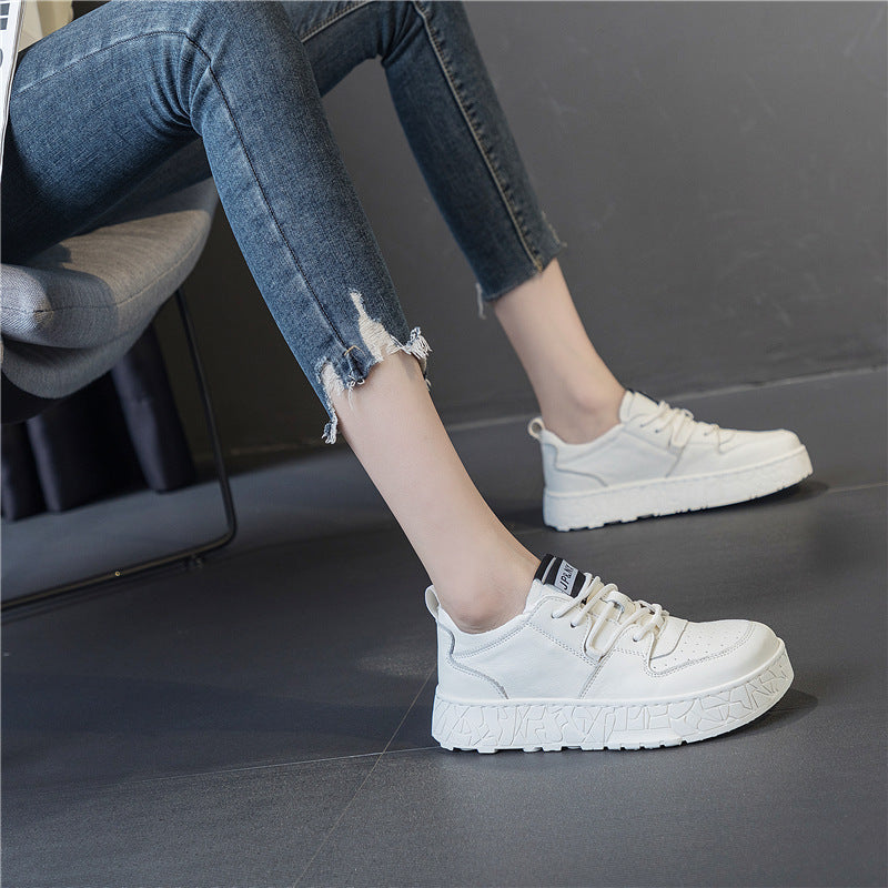 Women's Heightened Easy Wear Cowhide Flat Board Men's Shoes