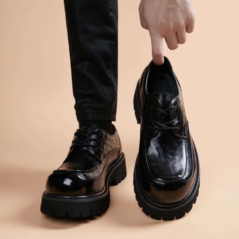 Men's Top Layer Cowhide Formal Wear British Commuter Trendy Bridegroom Leather Shoes