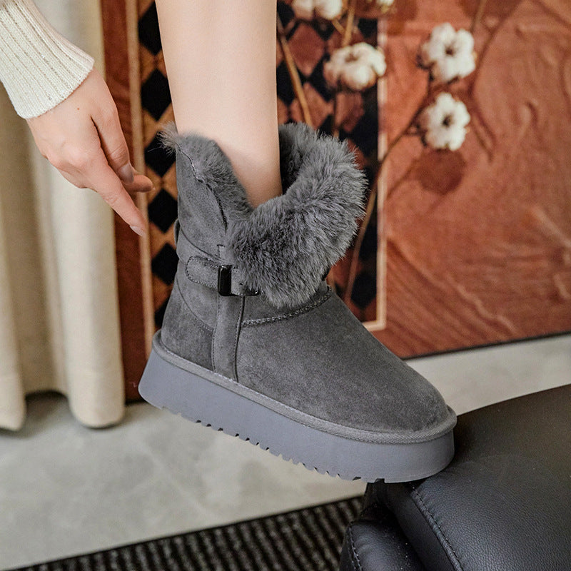 Women's Height Increasing Insole Two-way Thick Bottom Super Women's Snow Boots