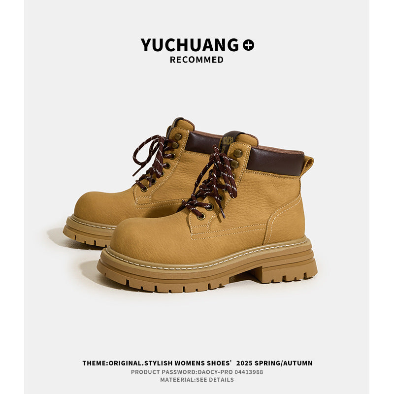Women's Retro Big Head Platform Martin Outdoor Autumn Women's Leather Boots