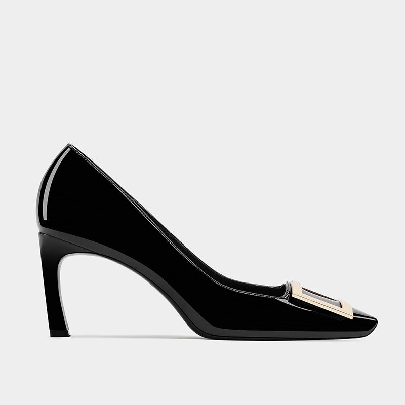 Square Buckle High Female Toe Business Temperament Stiletto Shallow Women's Casual Shoes