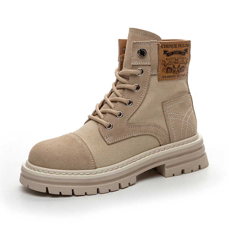 Women's Thin Genuine Platform Martin Height Increasing Insole Desert Travel Boots