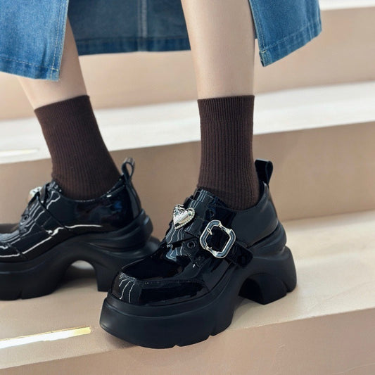 Women's Height Increasing British Style Small With Skirt Thick-soled Loafers