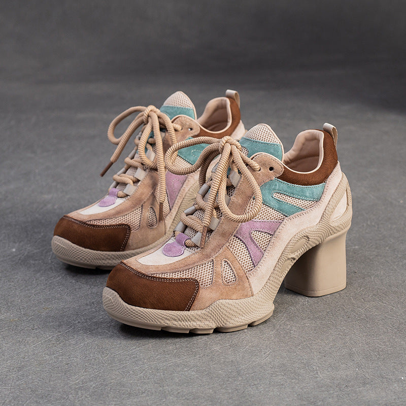 Breathable Sports Style High Pumps French Women's Casual Shoes