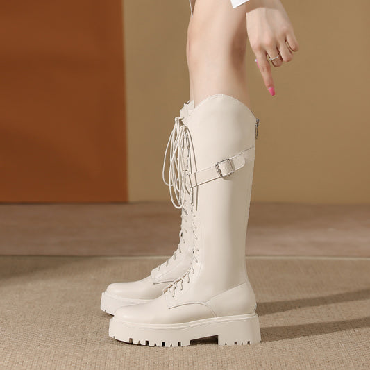 Women's Motorcycle Riding Thick Bottom Knee-high Slimming Boots