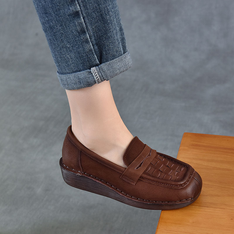 Mom Comfortable Soft Tendon Bottom Wedge Top Layer Casual Shoes