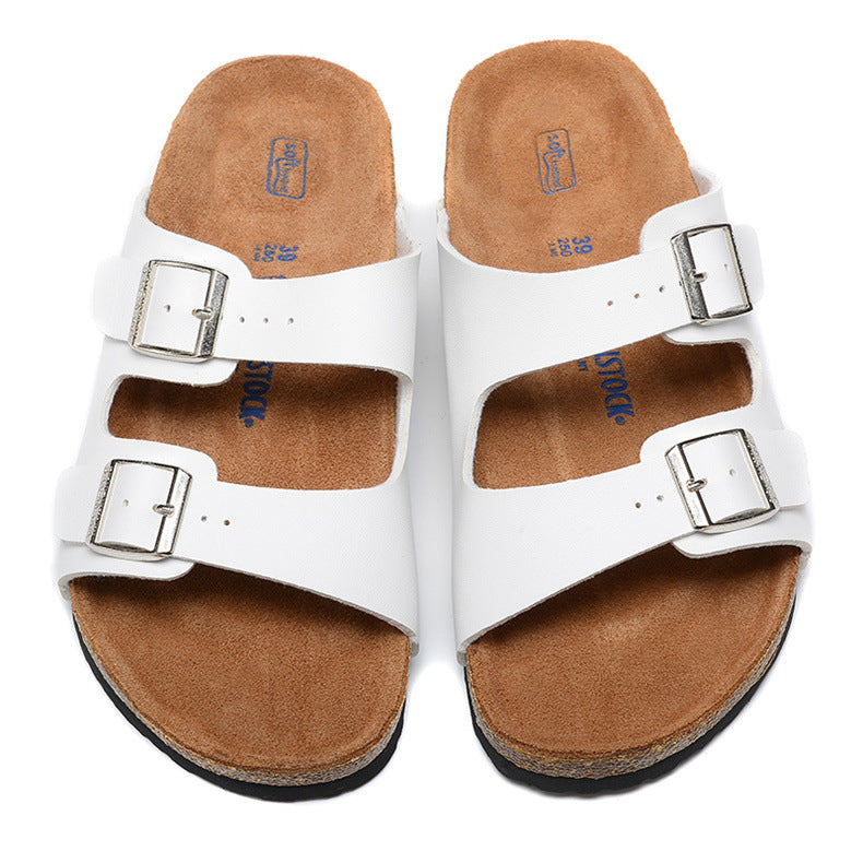Women's Summer Niche Roman Style Cork Sole Flat Slippers