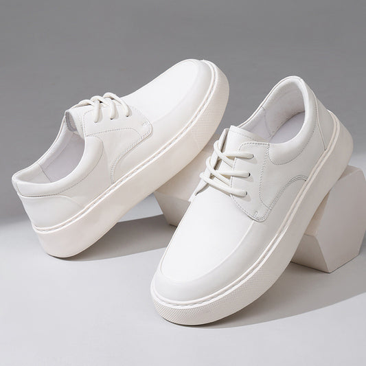 Men's Genuine Spring White Simple Versatile Cowhide Men's Casual Shoes