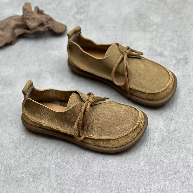 Women's Handmade Genuine Pumps Retro Art Versatile Women's Casual Shoes