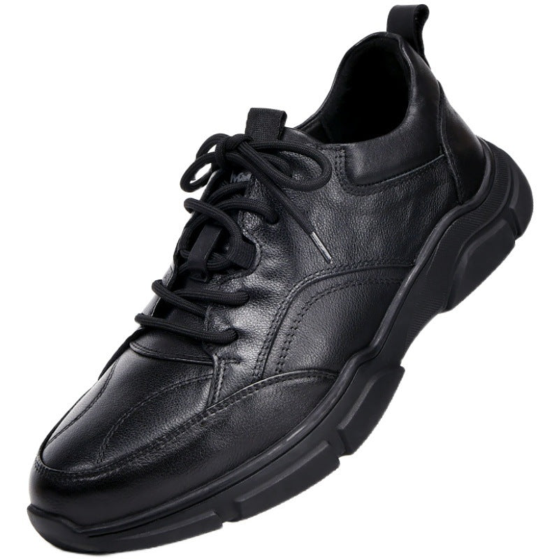 Men's Genuine Breathable Full Grain Cowhide Winter Fleece-lined Leather Shoes