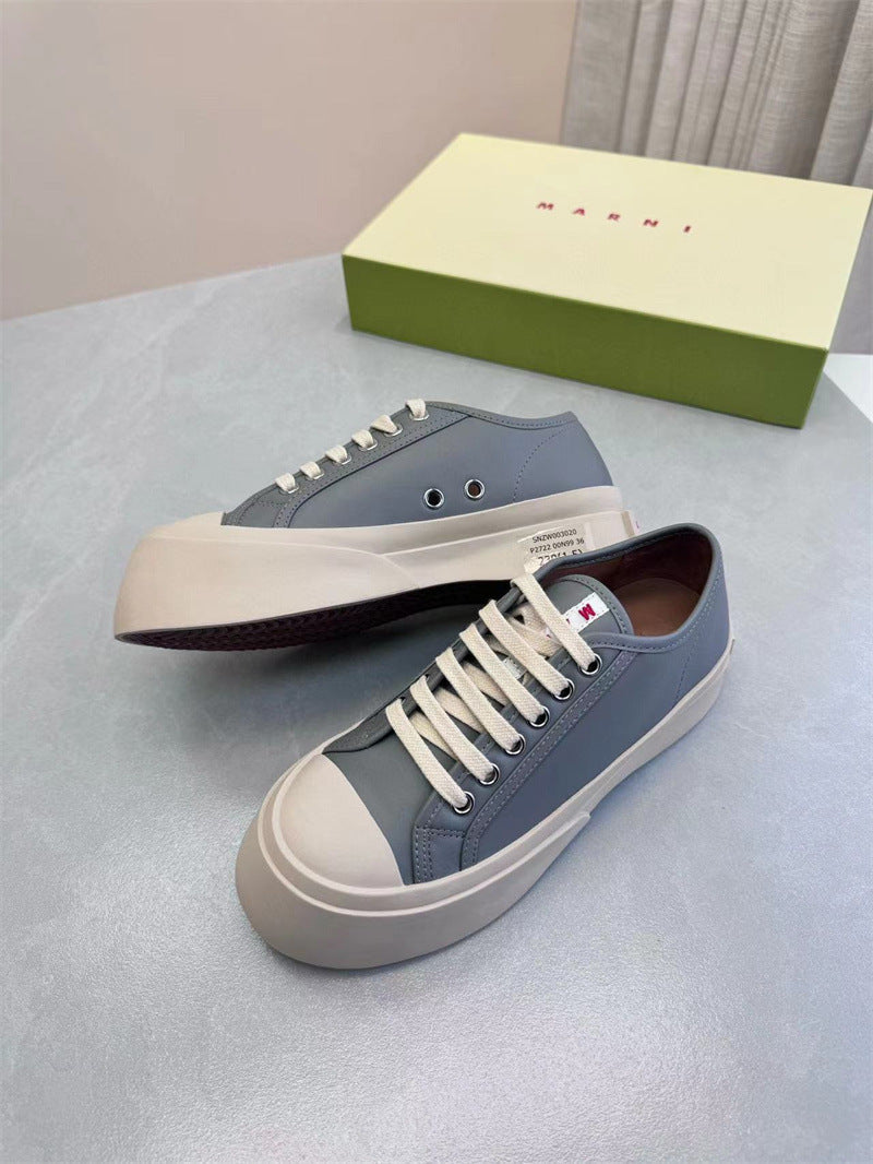 Women's Velcro Muffin Platform White Retro Genuine Mary Casual Shoes