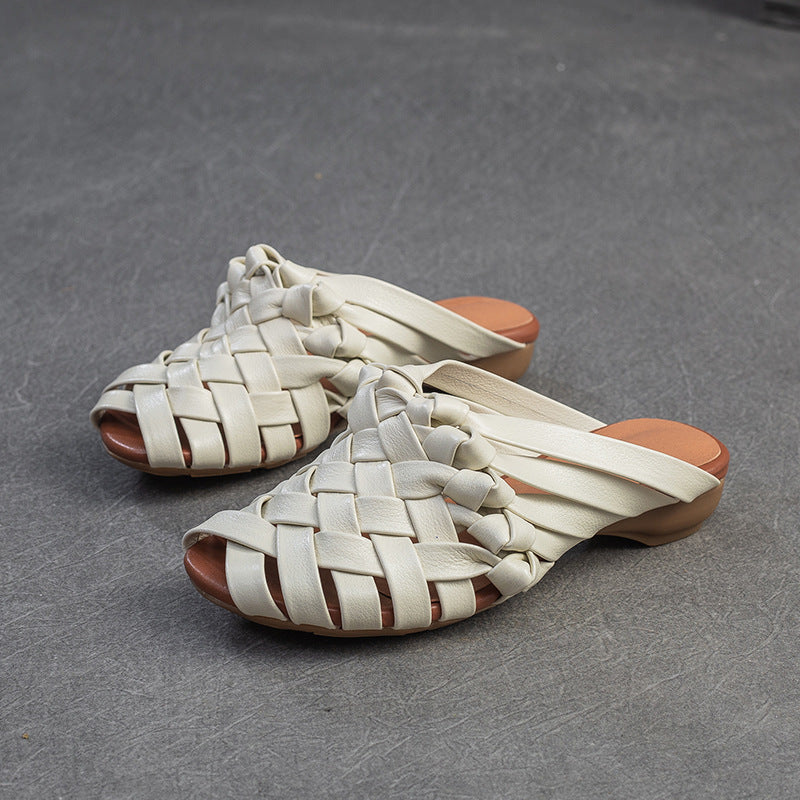Women's Vintage Hand-woven Fairy Style Niche Trendy Flat Slippers