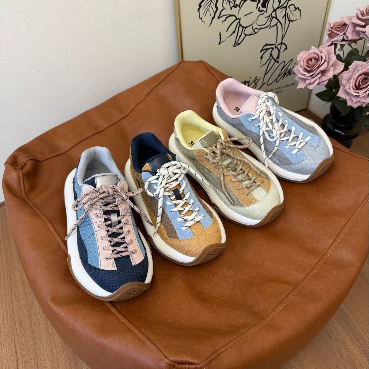 Women's Color Matching Design Sense Small Dad Spring Height Women's Casual Shoes