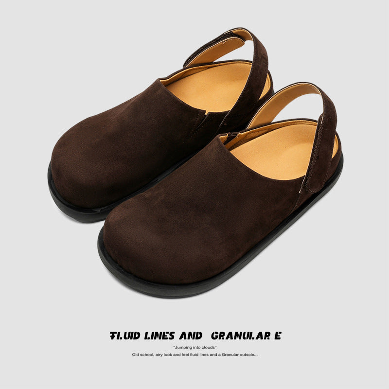 Women's Retro Closed Toe Half Two-way Slip-on Lofter Style Flat Slippers