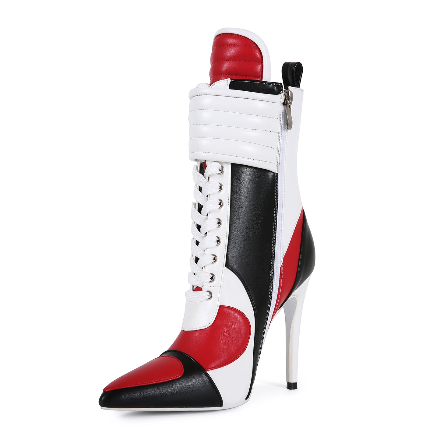 Women's Matching Pointed Sports Style Stiletto Large Size Ankle Women's Leather Boots